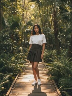 High-Waist Pleated Mini Skirt